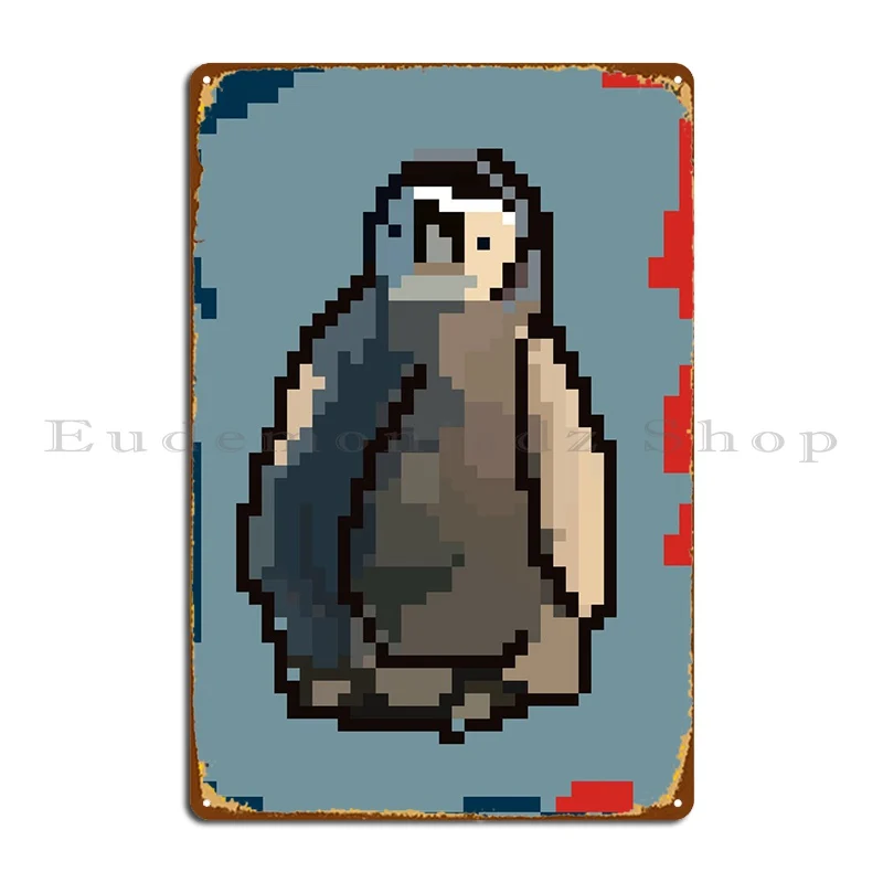 Penguin Pixel Art Metal Plaque Plates Cinema Custom Cave Wall Tin Sign Poster