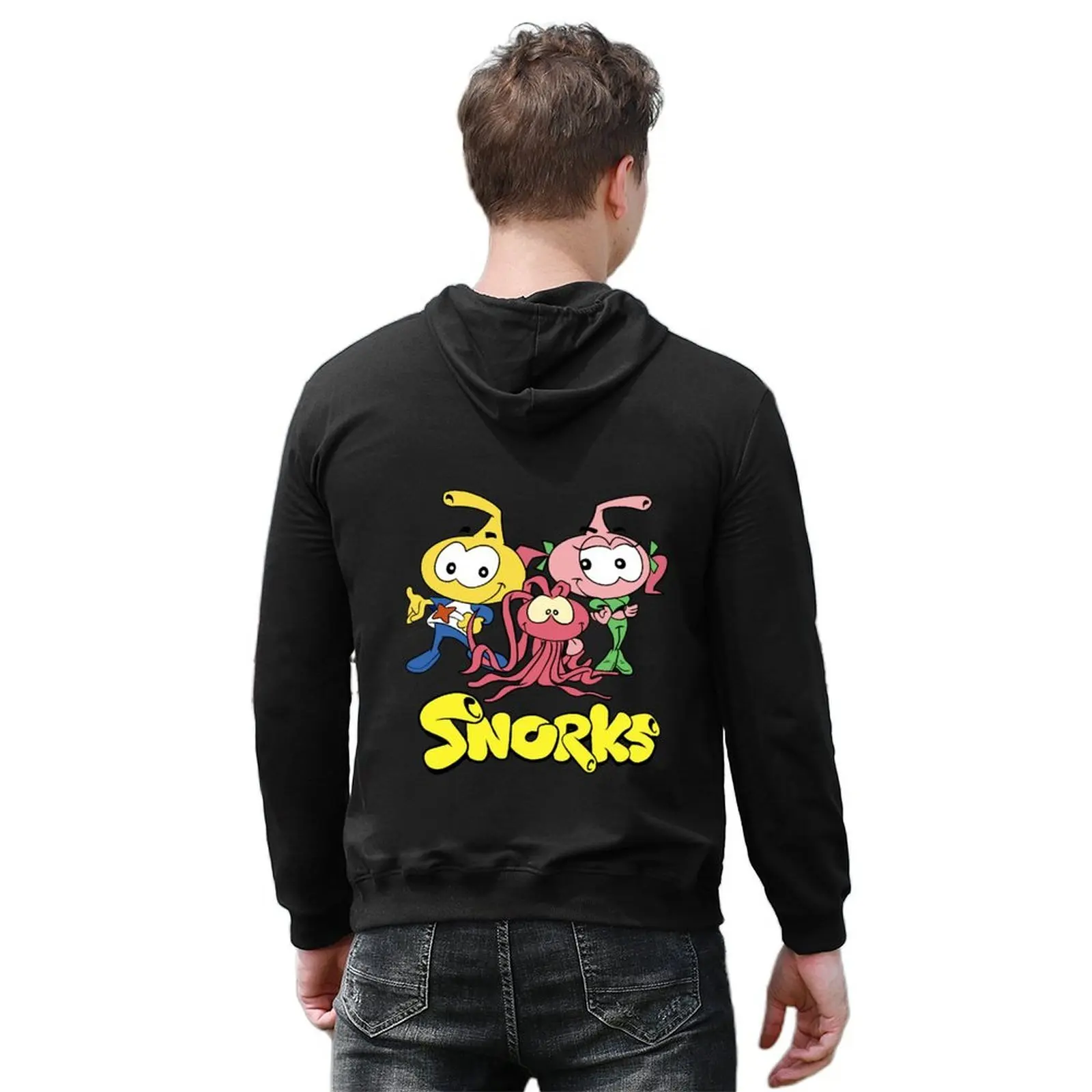 معطف رجالي بغطاء للرأس من Snorks ملابس رجالية على الطراز الكوري ملابس جمالية جديدة في هوديس وقميص من النوع الثقيل