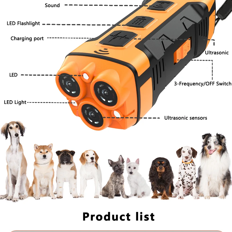 Ultrasonic Dog Repeller Ultrasonic Dog Trainer Dog Training Device Rechargeable Anti Dog Bark Deterrent Device With LED Flashlig - view 5