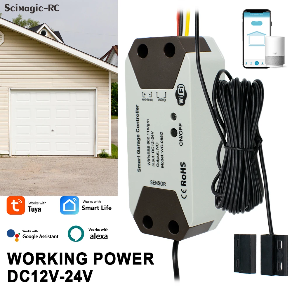 

Tuya Wi-Fi-переключатель Контроллер гаражных ворот Умное устройство открывания дверей Работает с Alexa Google Home Smart Life Управление через приложение Tuya Не требуется концентратор