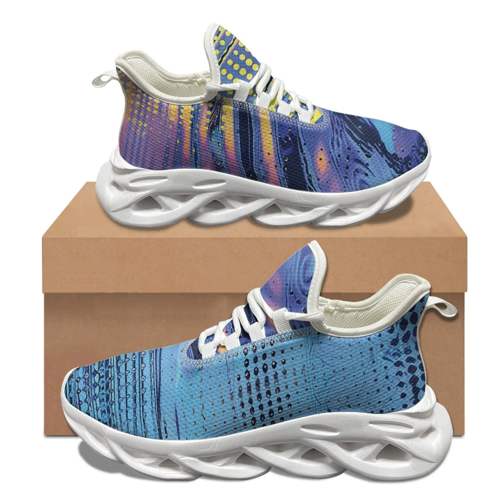 

XIXIRIMIDO Abstract Geometry Running Shoes Women's Lightweight Sneakers Men's Commuter Shoes Comfortable Breathable Soft 35-48