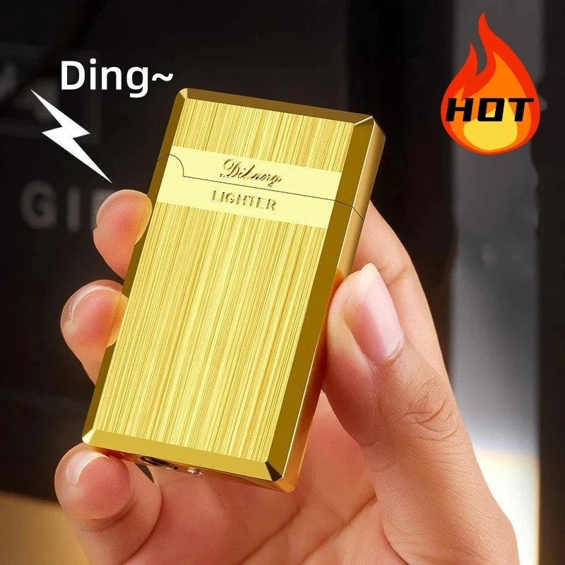 

Hot Metal Straight Blue Flame Outdoor Windproof High Fire Butane Gas Portable Lighter Outdoor Barbecue Kitchen Cigar Men's Gifts