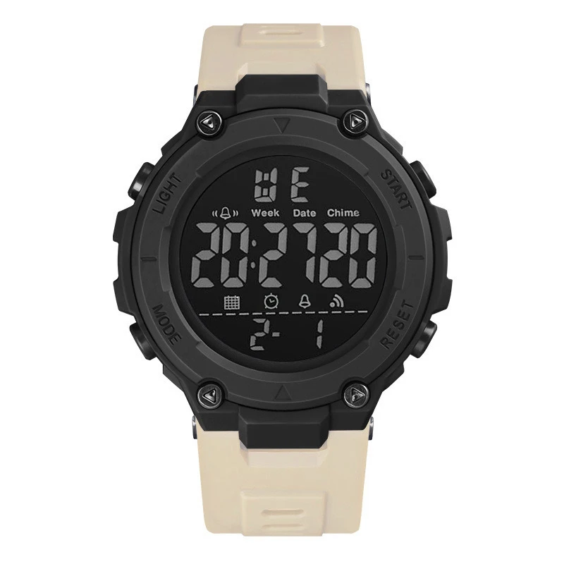 Легкие спортивные часы с будильником и светящимся в темноте дисплеем — электронные цифровые часы с пластиковым корпусом и ремешком для мужчин и женщин D