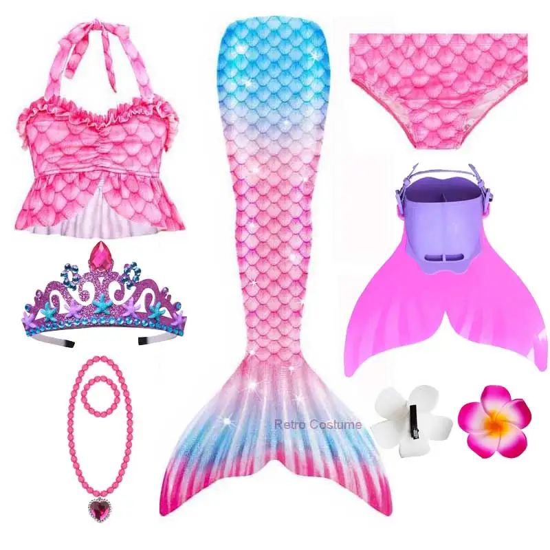 Mermaid Tail ว่ายน้ําคอสเพลย์เครื่องแต่งกายสําหรับสาวเจ้าหญิง Mermaid Party เครื่องแต่งกายชายหาดสระว่ายน้ําชุดว่ายน้ําฮาโลวีนเครื่องแต่งกาย