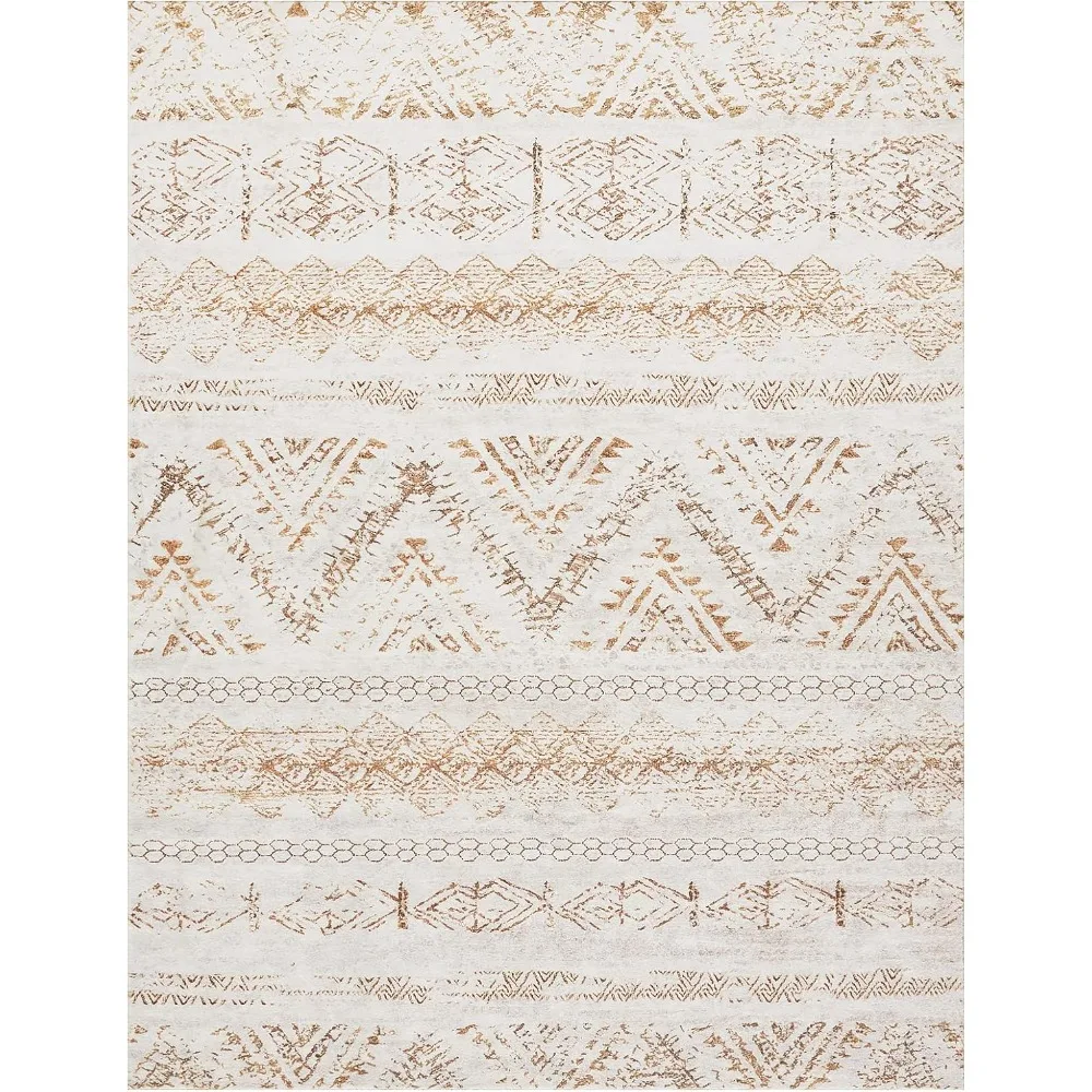 Area Rug (5x7) Living Room Carpet Bedroom Rugs, Home Office Nursery Low Pile Decor Under Kitchen, for Table Light Brown, Carpet