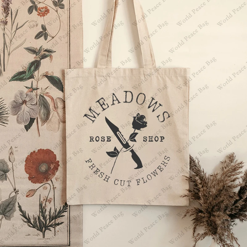 1 pc Haunting Adeline Zade Meadows pattern Tote Bag Canvas Shoulder Bag For Romance of the Stars Dark Romance Gift for Her T