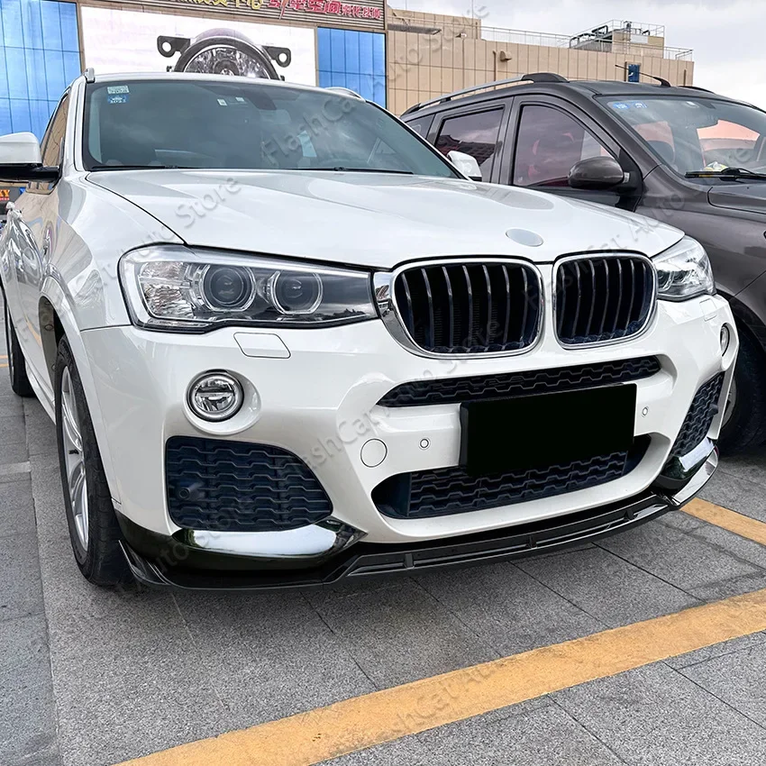 Front Bumper Lip Splitter Chin Diffuser Spoiler Deflector Tuning Accessories For BMW X3 X4 F25 F26 M Sport 2014-2018 Carbon Look