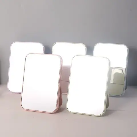 HD 단일 크기 대형 메이크업 거울 데스크탑 솔리드 컬러 접는 드레싱 도구 휴대용 대형 사각형 공주 거울 메이크업 거울