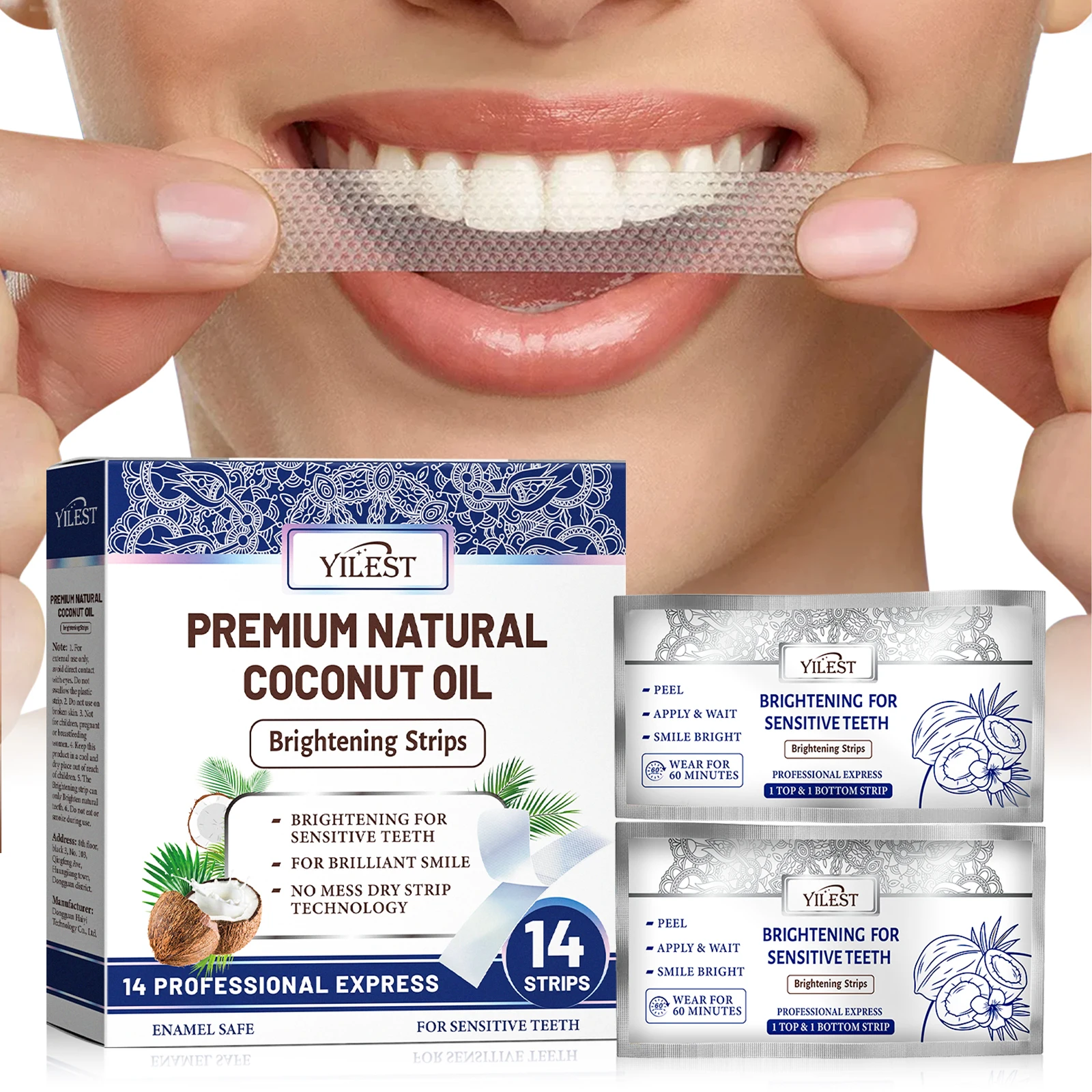 14 tiras de blanqueamiento dental, elimina las manchas de placa, limpieza, higiene bucal, alivio de la sensibilidad, aliento fresco, ilumina el cuidado de los dientes