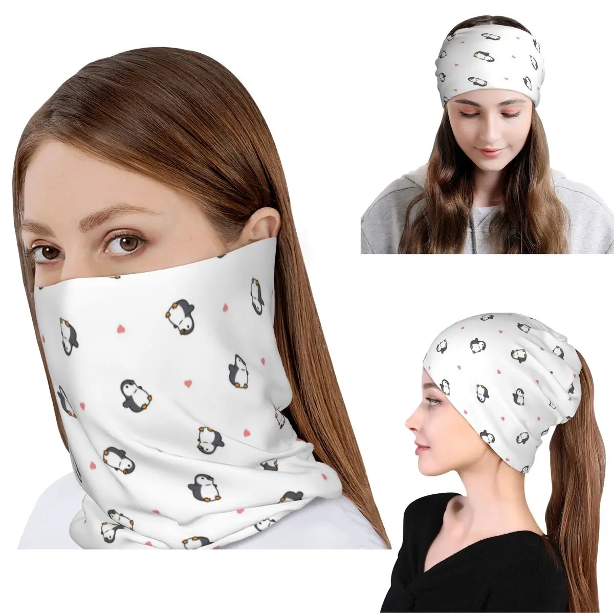 

Cute Penguin Bandana Neck Cover Face Scarf Multi-use Balaclava Beanies Hat for Men Women Adult Breathable