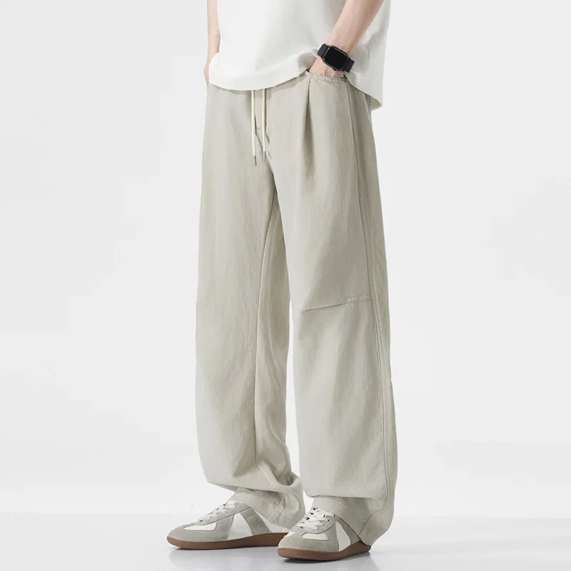 Lyocell Casual Pants 2026 Men's Summer New Ice-feeling Drape Loose Straight Pants Men
