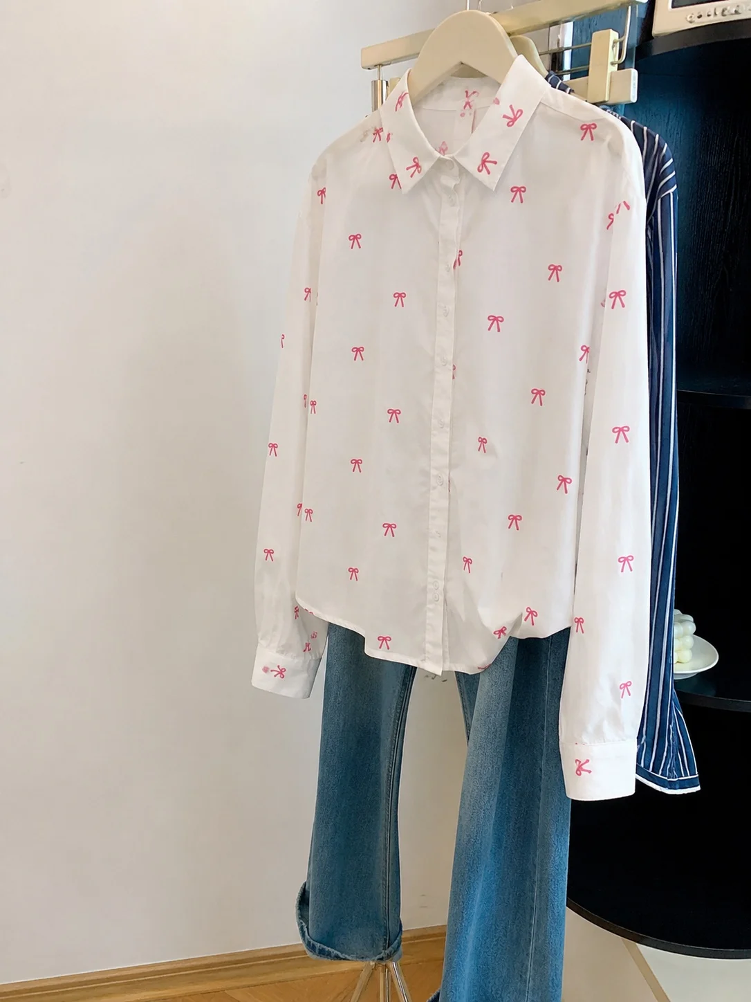 

Korean Style Anti-Aging Knot Long Sleeve Shirt Men Women Spring Summer Design Casual Loose Versatile Top