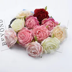50PCS/100PCS 9Cm Artificial Flowers Christmas Wreath Decor for Home Wedding Car Bridal Accessories Clearance Diy Gifts Silk Rose