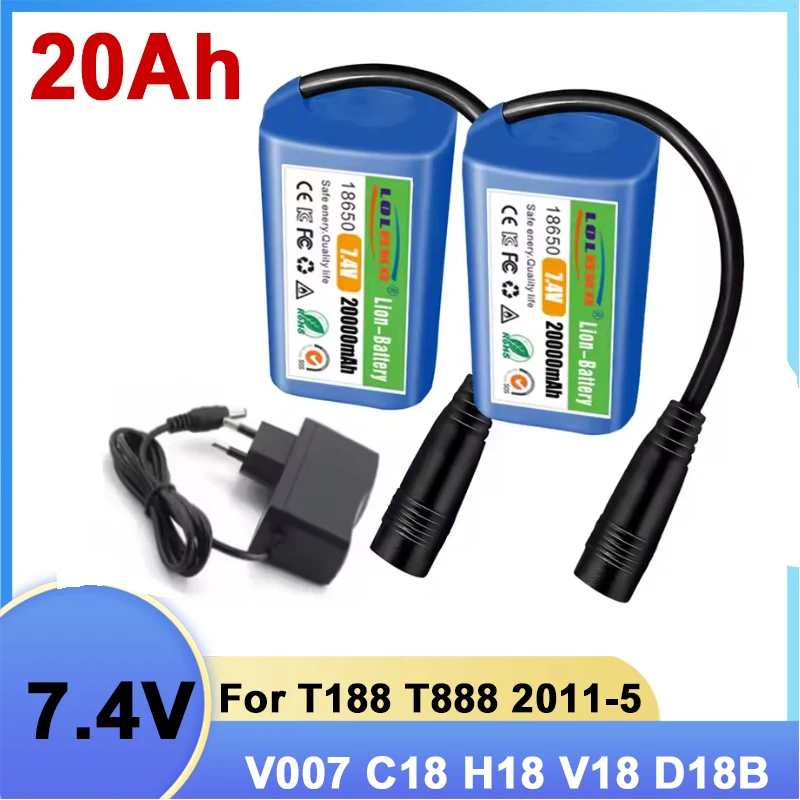 

7.4V 20000mAh Battery For V020 V900 2011-5 V007 C18 H18 V18 D18B FX88 Remote Control RC Fishing Bait Boat Battery Parts
