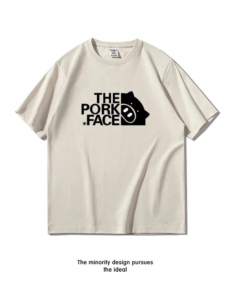 Verano divertido cerdo estampado ajuste algodón camiseta Faion marca ort Sve joven ular ropa Casual uso diario