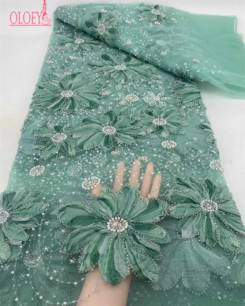 

OLOEY последняя высококачественная нежная элегантная мягкая тюлевая кружевная ткань с вышивкой и блестками для свадебного вечернего платья
