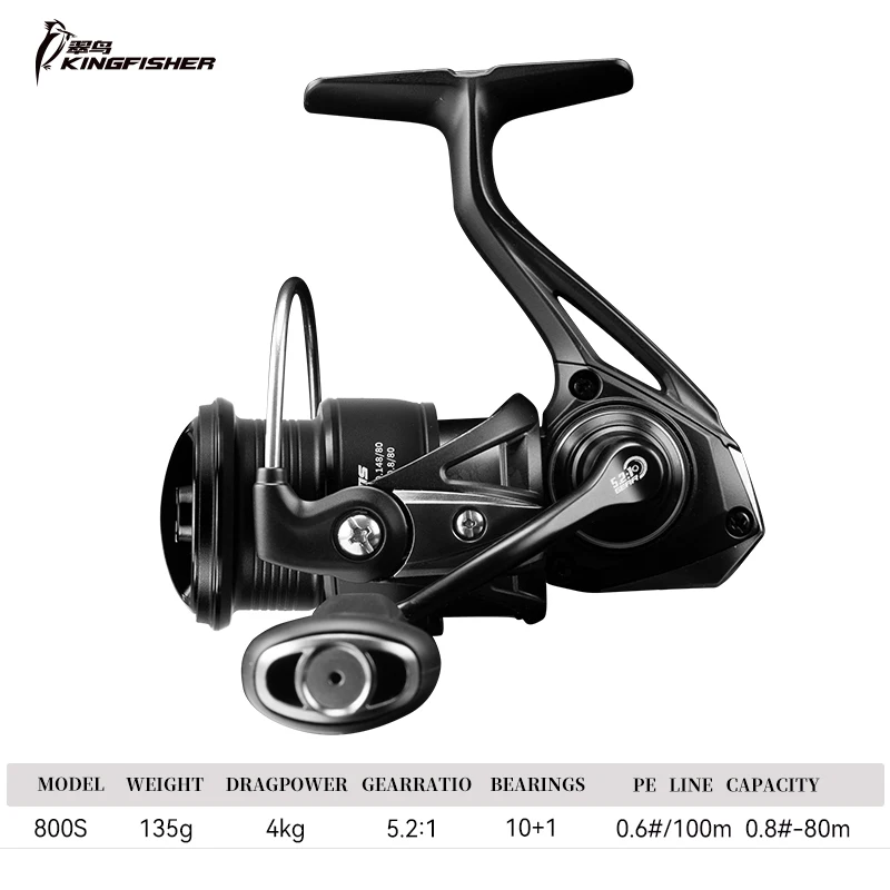 TSURINOYA Carbon Spinning Angelrolle Kingfisher 800S 1000 1500 1500s Ultraleichtgewicht 135g 10+1BB MicroLure Stream Forellenrolle