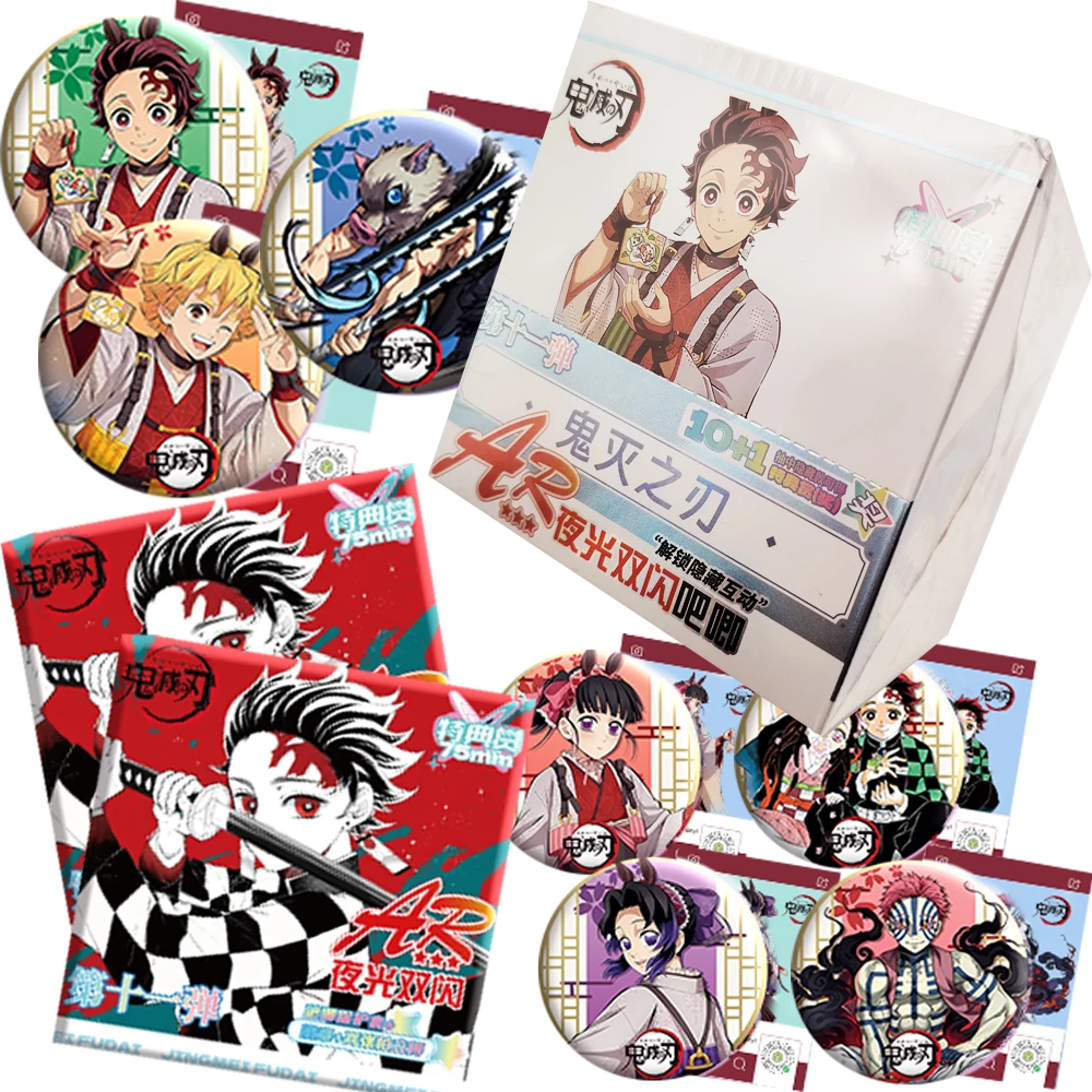 

Demon Slayer Anime Figure Agatsuma Zenitsu Kamado Tanjiro Exquisite Peripheral Transparent Cards AR 3D Relief Noctilucent Badge