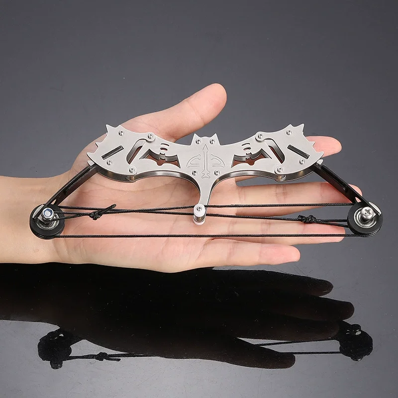 Mini arco y flecha plateado Universal de acero inoxidable de 4,5 pulgadas, Mini arco recurvo compuesto, juguete de tiro para deportes al aire libre, forma de pájaro