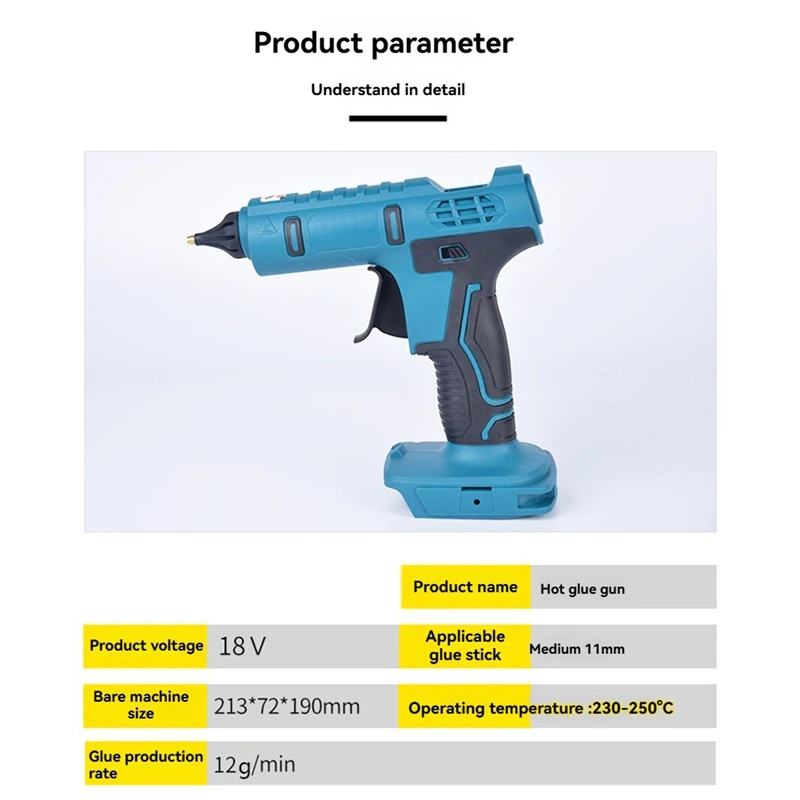 Pistola de pegamento A73P-Hot, herramienta de reparación DIY para el hogar de 100W, pistola de temperatura de calor eléctrica recargable para batería de 18V