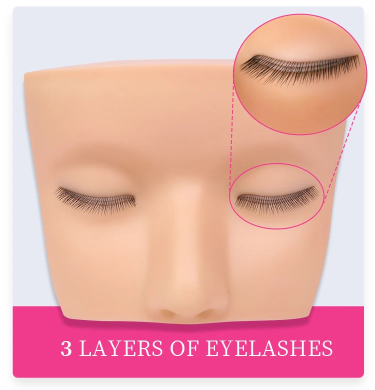 3-Schichtige Wiederverwendbare Wimpern-Übungsaugen, Wimpernverlängerungs-Modell, Puppenkopf für Make-up-Training, Simulierte Silikon-Augen für Kosmetik-Übungen – Detail 24