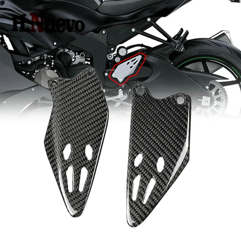 

Motorcycle Accessories For Kawasaki ZX6R Carbon Fiber Rear Foot Heel Guards Footrest Wings Protector 2019-2023 2024 2025