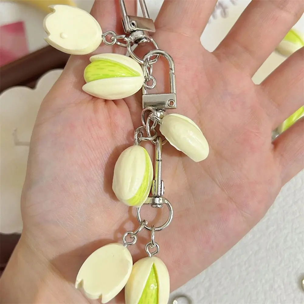 Cute Bag Pendant Simulation Food Keychain Pistachio Cute Food Series Pendant Car Keychains Jewelry Accessories PVC Keychain Men