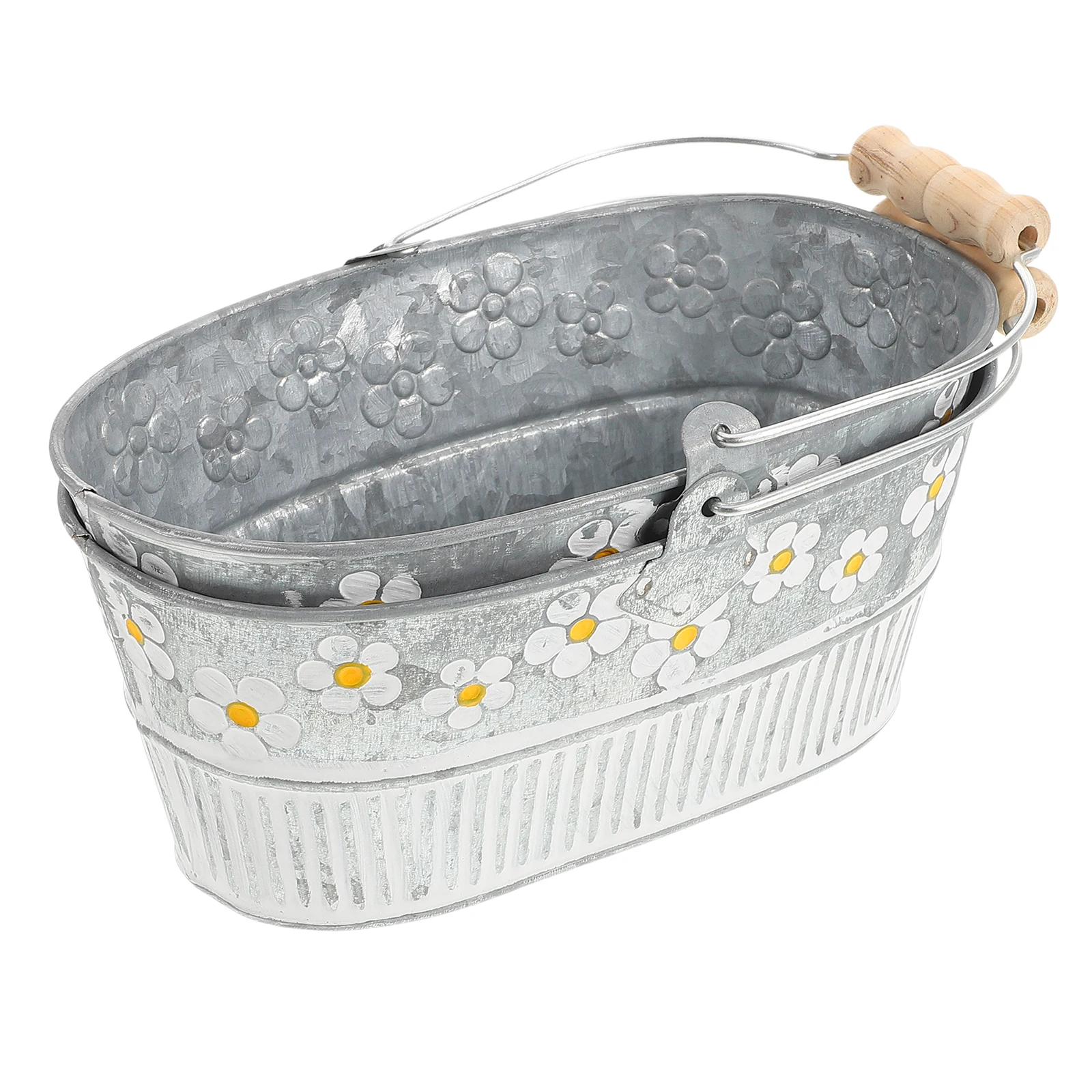 

2Pcs Retro Tin Flower Bucket Decorative Container for Succulents Artificial Flowers Flower Arrangement