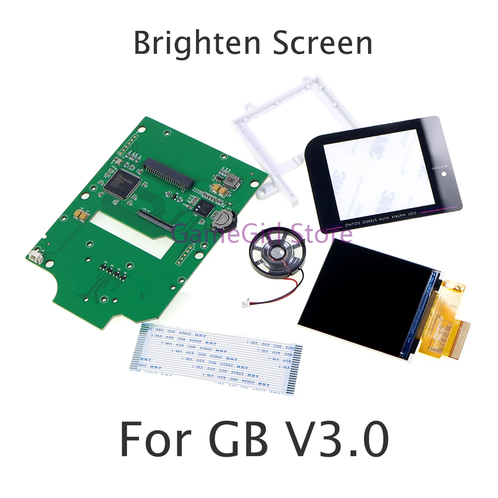 1set For Nintendo Gameboy GB V3.0 Highlight Screen 2.6 inch Brightness LCD Display IPS Screen Replacement Kit