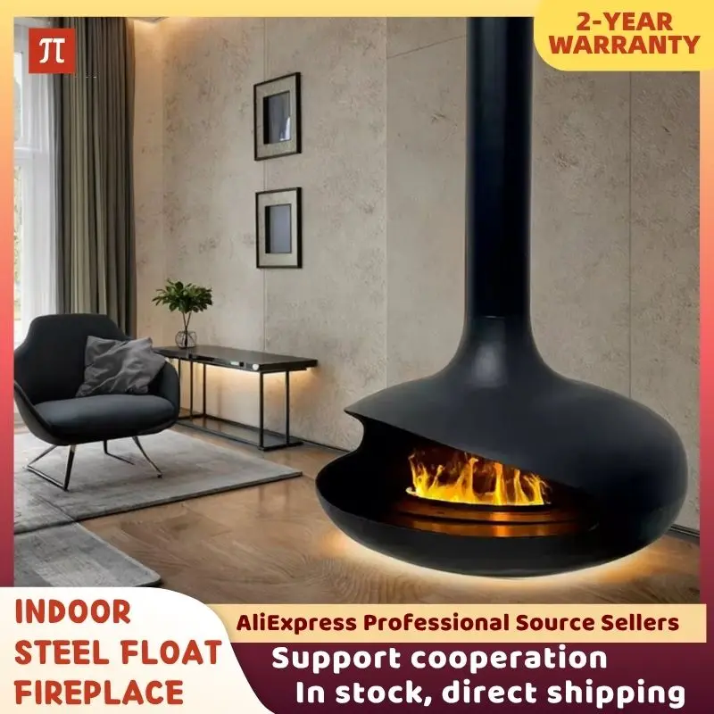 

Подвесной круглый стальной камин для помещений с дровяной топкой и стеклянной дверцей, вращающийся, для отопления, современный, для дома и отеля