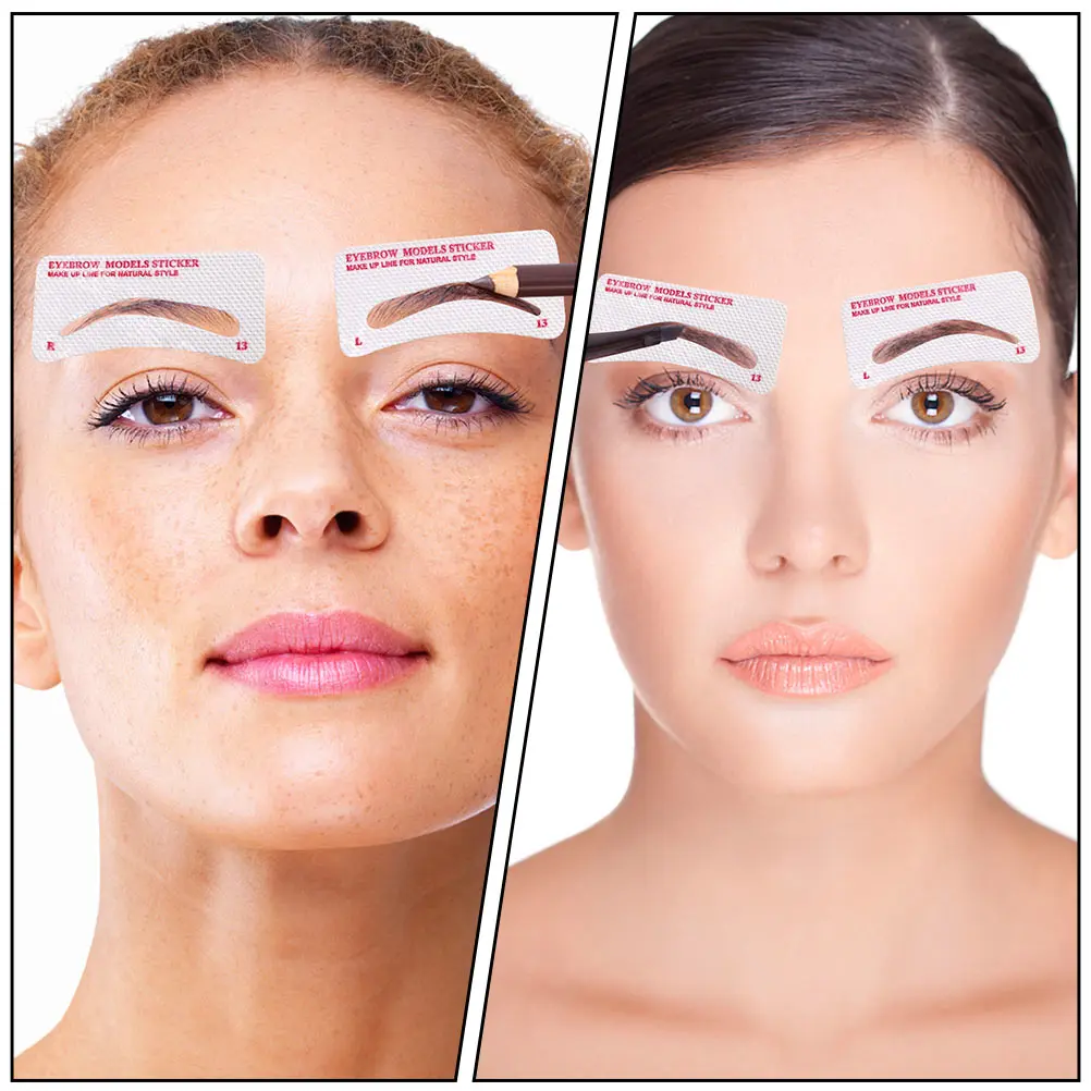 96pcs 일회용 눈썹 스텐실 키트 흰색 부직포 메이크업 도구 셰이퍼 눈썹 용 재사용 가능한 템플릿 스텐실