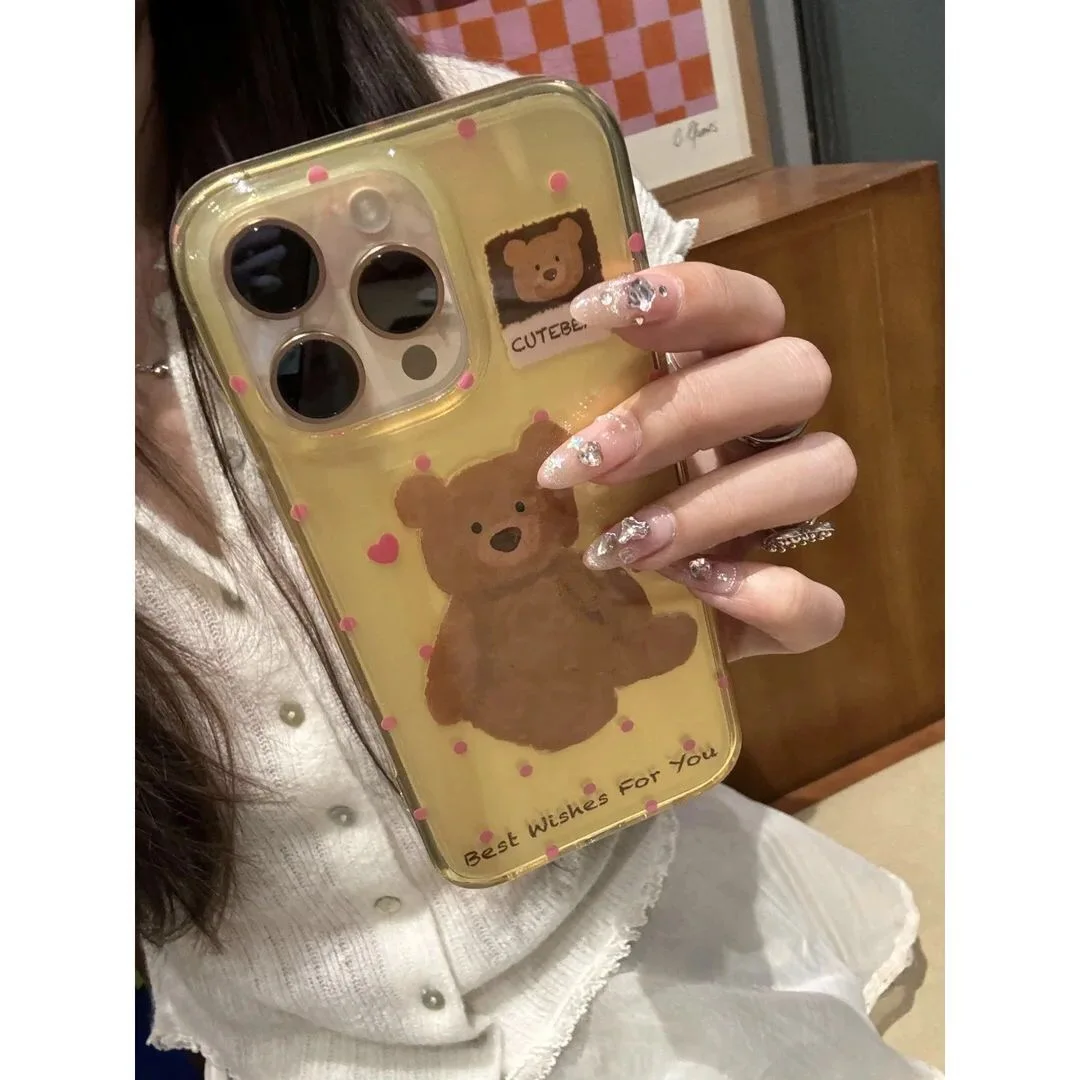DMAWMJ-Coque de téléphone antichoc ours dessin animé mignon, coque arrière pour iPhone 16 Pro Max, 15, 14 Plus, 13, 11, 12, XR, XS, X, 7, 8 Plus
