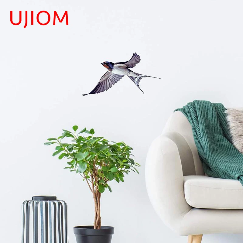 UJIOM 13cm x 7.3cm Sparrow Wall Stickers Cute Bathroom Living Room Creative Decals Sunscreen Suitcase Accessories Sticker