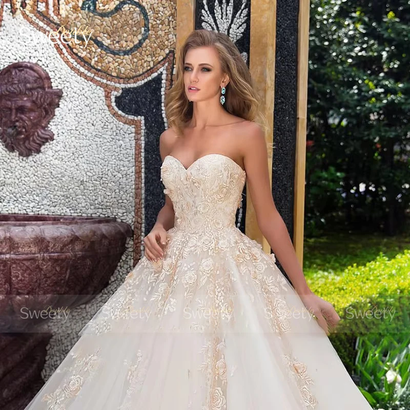 

Off The Shoulder Wedding Dress Embroidered Lace On Net With Princess Ball Gown Sleeveless Strapless Customized Vestido De Novia