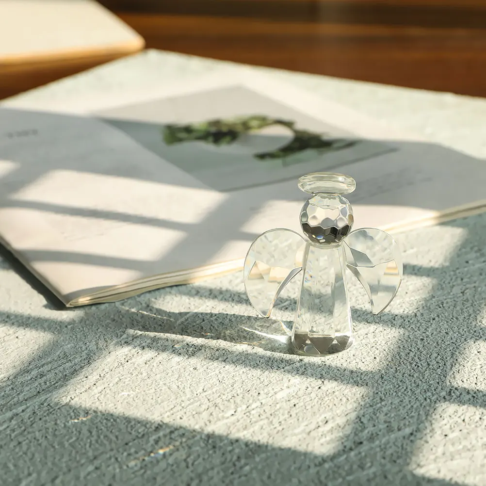 

Glass Angel Sculpture Elegant Decoration for Home Office Garden Blessing Angel Ornament Delicate Glass Craft Small Angels