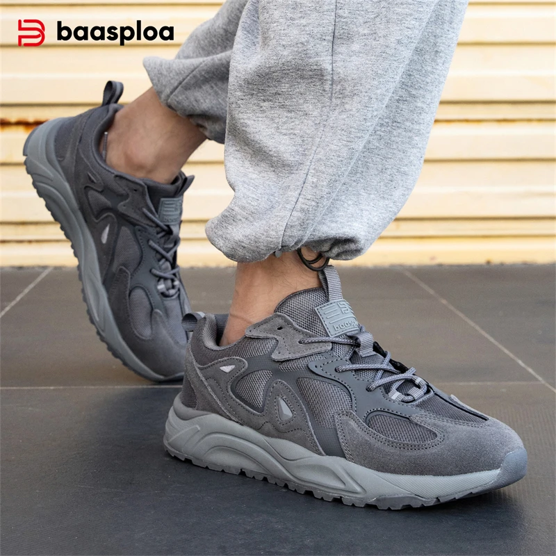 Baasploa 2025 New Men Sport Sneakers Lightweight Casual Sneakers Comfortable Mesh Running Shoes Male Breathable Tenis Walking