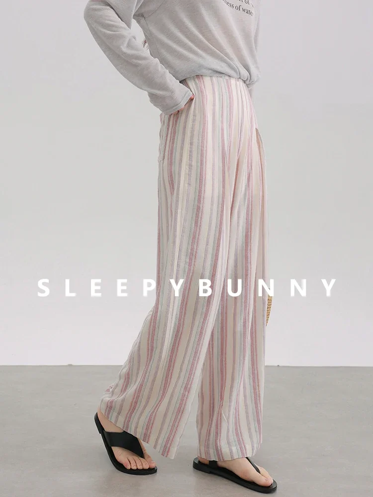 High Waist Striped Wide Leg Pants Women Summer Loose Fit Casual Trousers Lightweight Vertical Design Relaxed Fit Holiday Pants