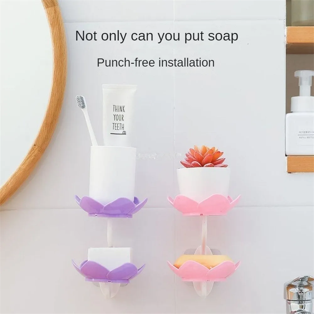 Wall Mounted Soap Dish Drain Exquisite Workmanship 68.7g Bathroom Flower Soap Box Anti-slip Easy To Use Bathtub/surrounding