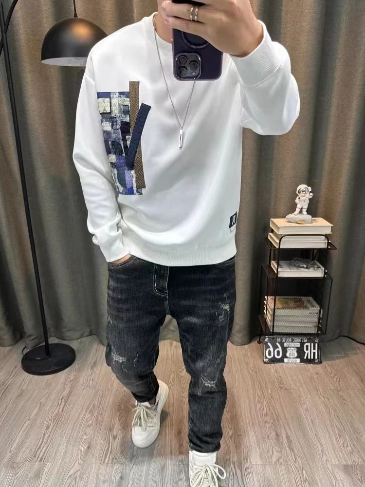 بلوزات ضيقة للرجال الخريف الشتاء بلايز الكورية نمط ألوان الباستيل عالية الجودة الجمالية قميص العرق الجرافيك رجل البلوز #6