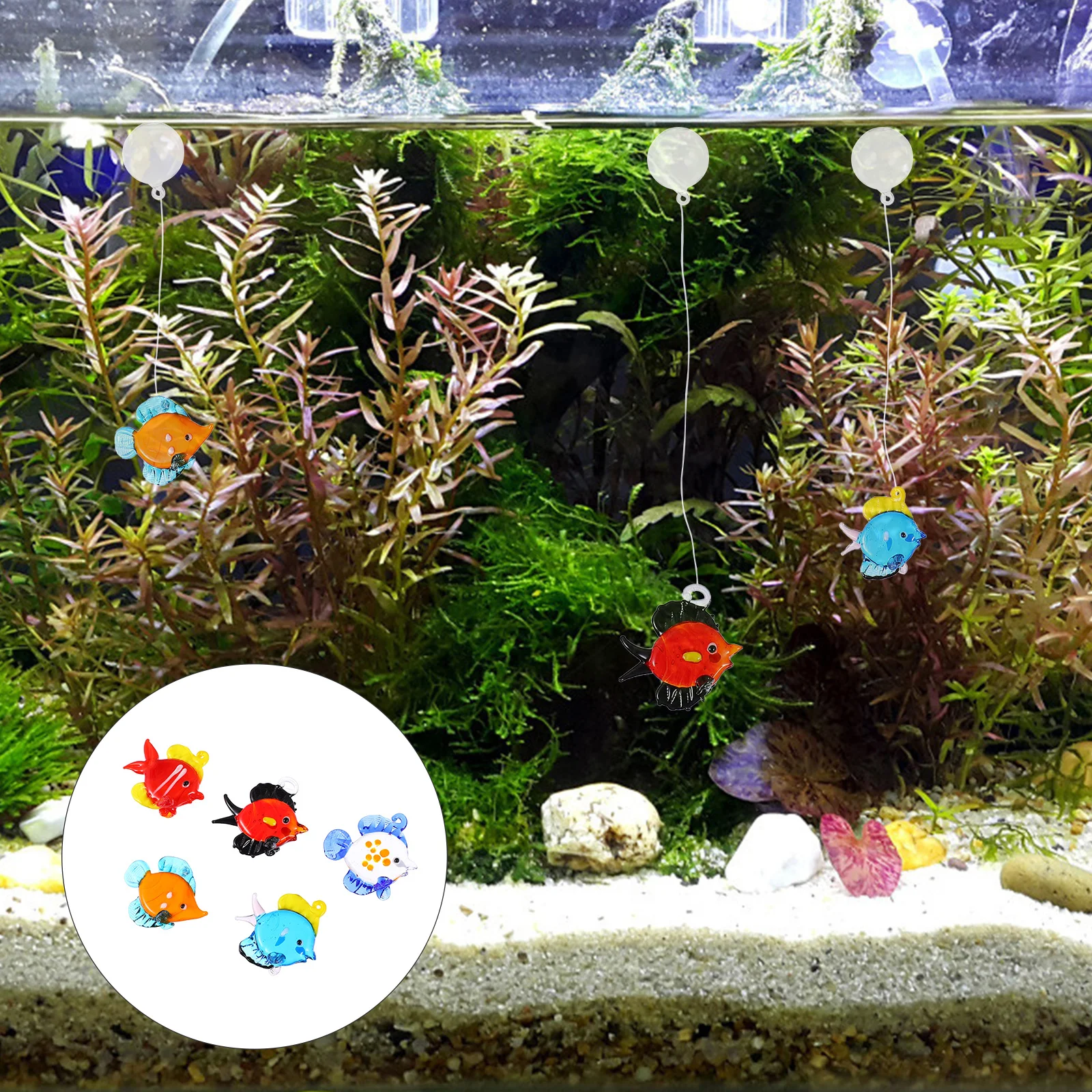 

Kisangel 10pcs Glass Fish Decor Aquarium Mini Figurines Ornament for Home Craft Floating Charms Vitroleros Decoration