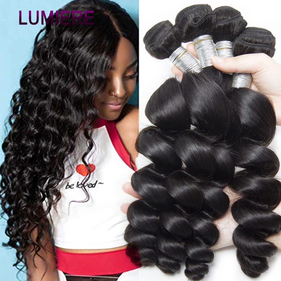 30 Inch Loose Deep Wave 100% Human Hair Bundles Deal Brazilian Loose Curly Wave 3 4 Bundles Raw Hair Extensions Double Weft