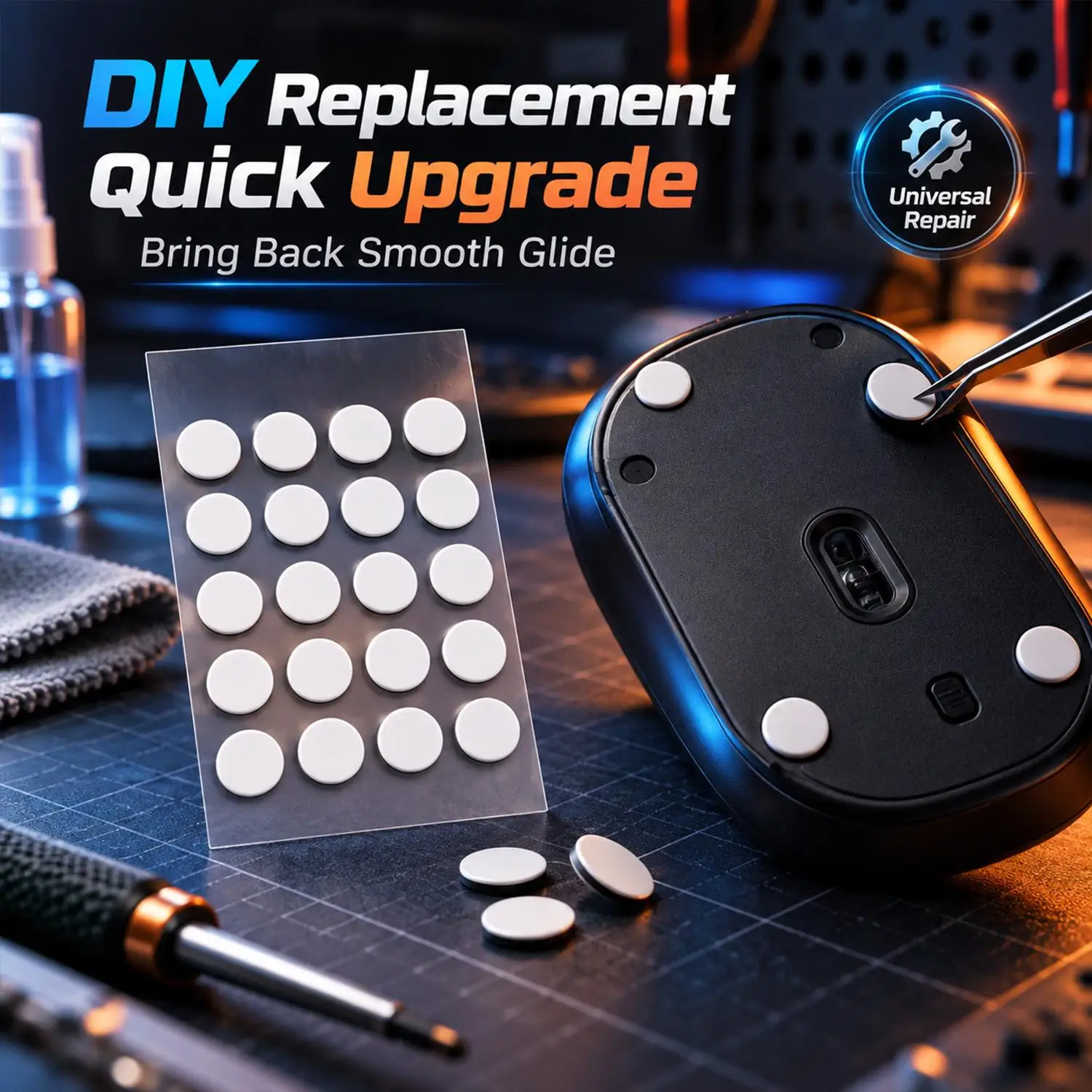 6/7mm Mouse Skates Dot Skates for All Mousepads PTFE Foam Mouse Feet Replacement for Gaming Mice Universal Dot Skate Mouse Pads