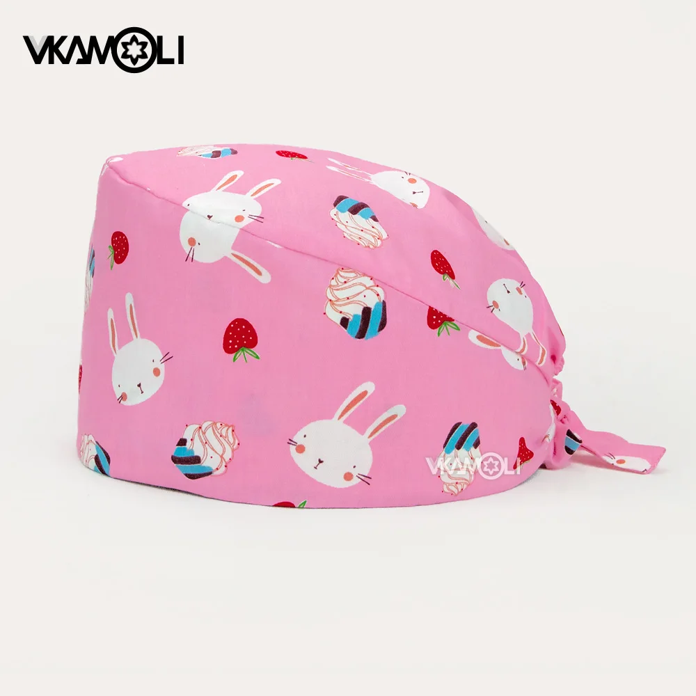 Women and men Cotton Bandage Adjustable Scrub Cap Sweatband Bouffant Hat Men laboratory work hat pet shop hat gorro enfermera