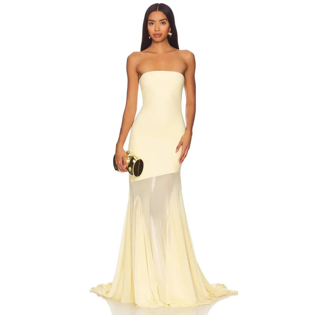 

2025 New Sexy Pure Color Me Trim Dr Bodycon Long Skirt Cross-Border Women's Faion Ciwalk Single Piece No Brand