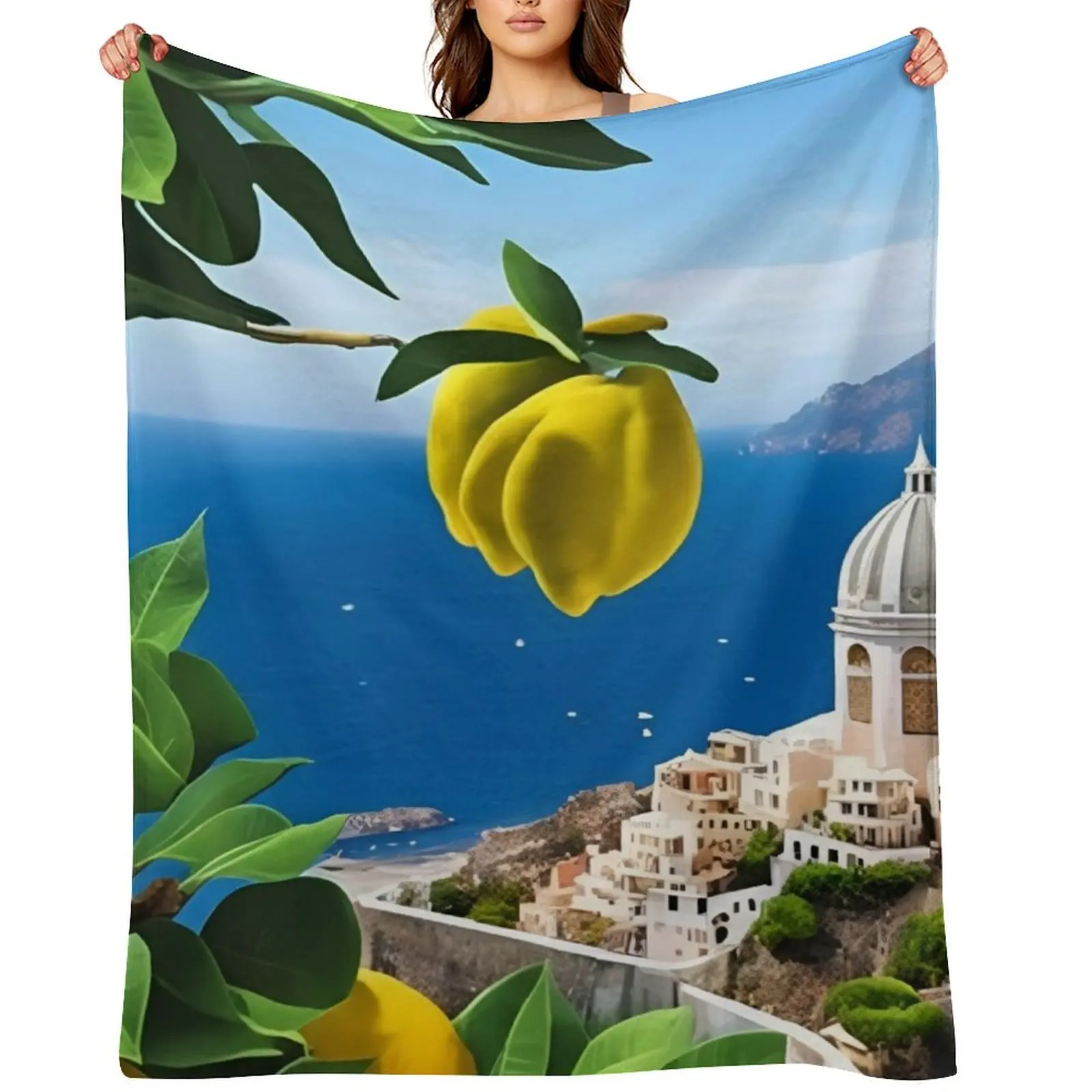 

Amalfi Coast Italy Lemon Throw Blanket Cute Decorative Beds valentine gift ideas Softest Blankets