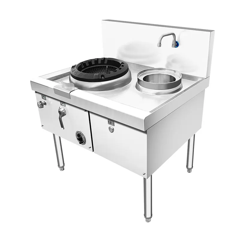 HELAXEN High-Output Gas Wok Range With Forced Air System-Stainless Steel Easy To Clean Designed For Restaurants