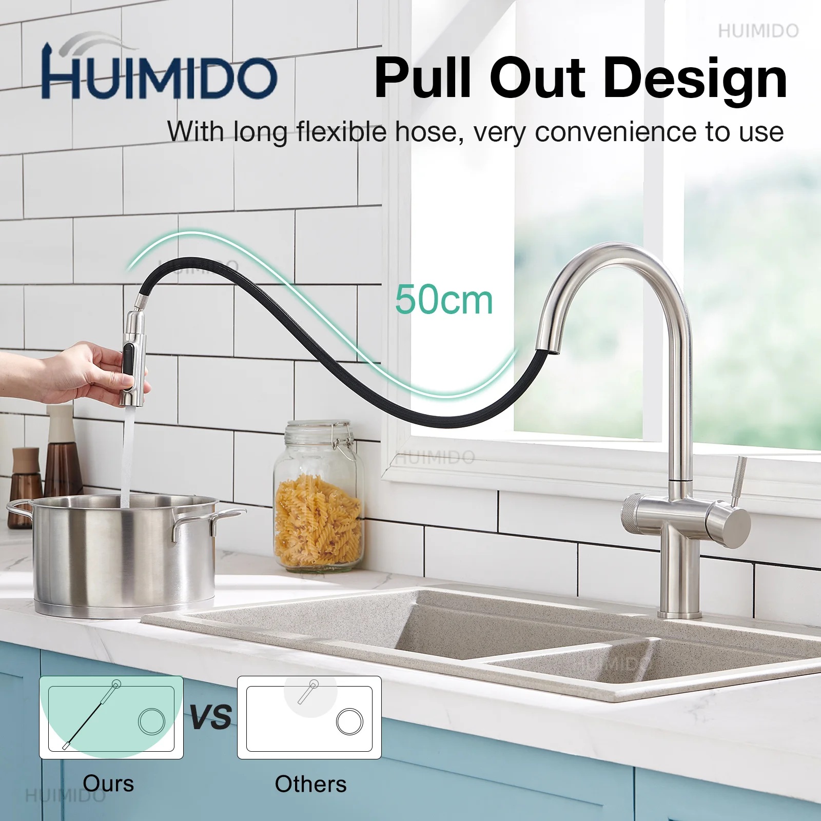 3 Way CUPC Filter Drinking Water Pull Out 304 Stainless Steel Reverse Osmosis Water Filter Kitchen Faucet