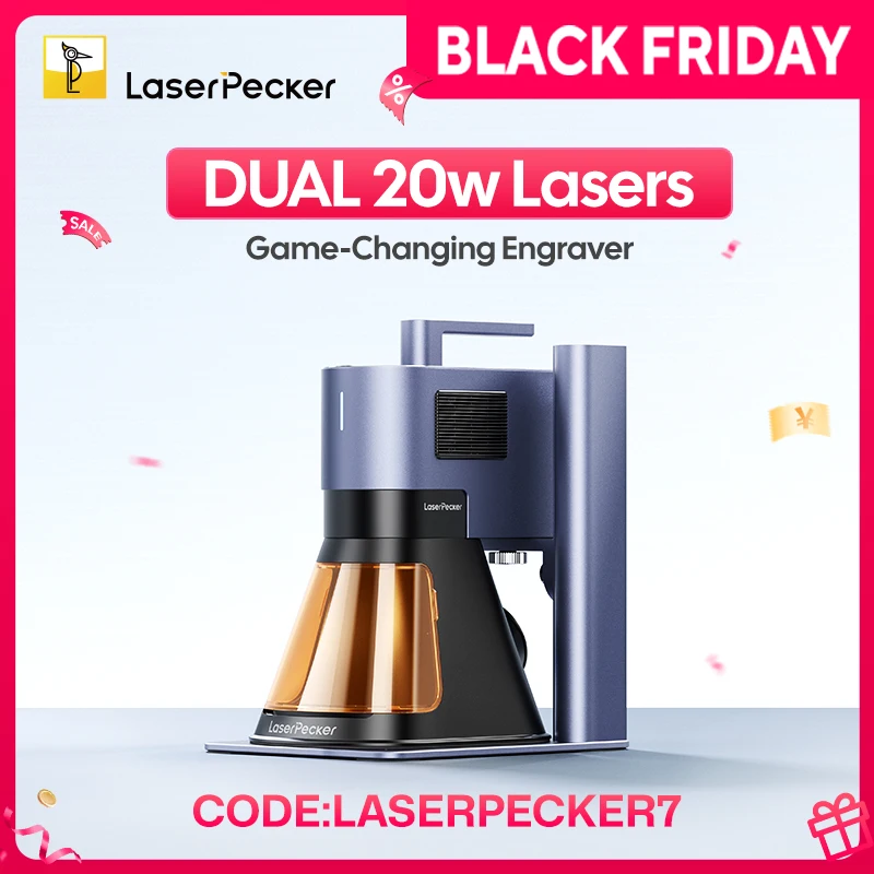 LaserPecker LP5 حفارة ليزر مزدوجة 8k ألياف ديود ليزر للمعادن البلاستيك الخشب ورقة الجلود الحجر مع بلوتوث 5.0