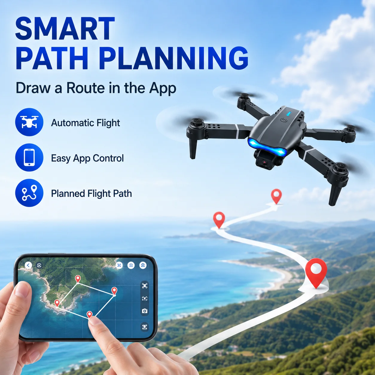 4K HD RC Drone Foldable Dual Camera 90° Adjustable 120° Wide Angle 50X Zoom Altitude Hold 2.4G 100M Remote FPV Quadcopter - view 7