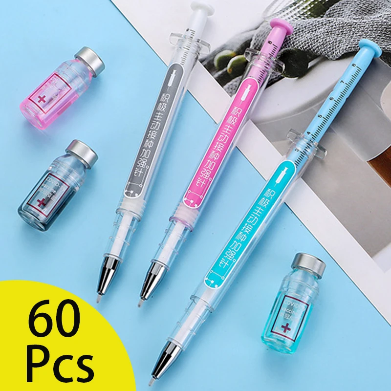 60Pcs Syringe Pens Creative-Fun Pen Novelty Medical Ballpoint Pens Gift for Nurses,Nurse Doctor Pretend Play Party Supplies